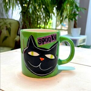 Green Halloween Cat Mug